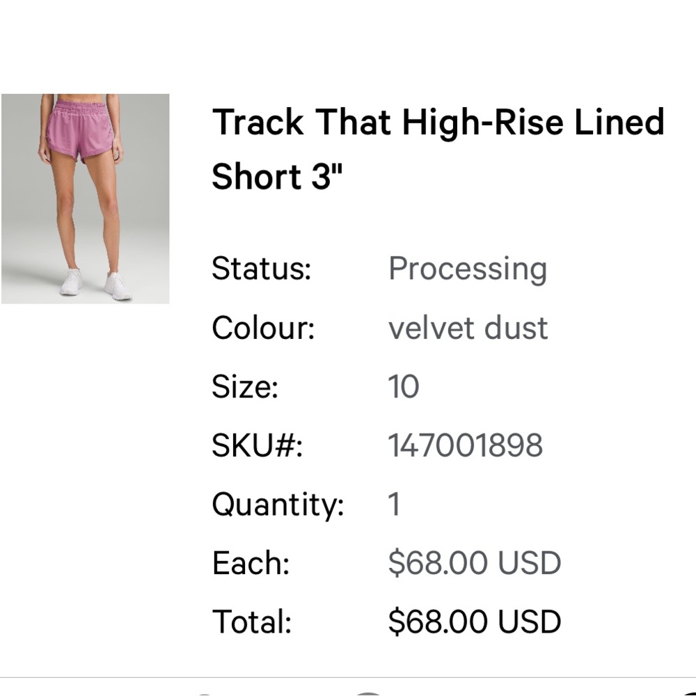 NWT Velvet Dust Lululemon Track That HR 3” Shorts